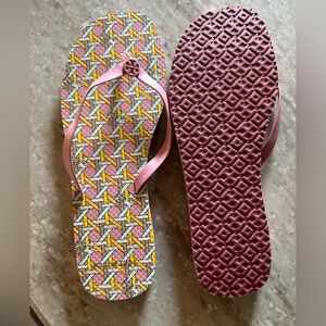 Tory Birch Flip Flops Pink Cream 9 M